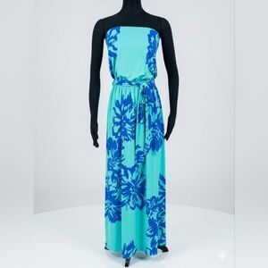 Tori Richard Blue Floral Maxi Dress